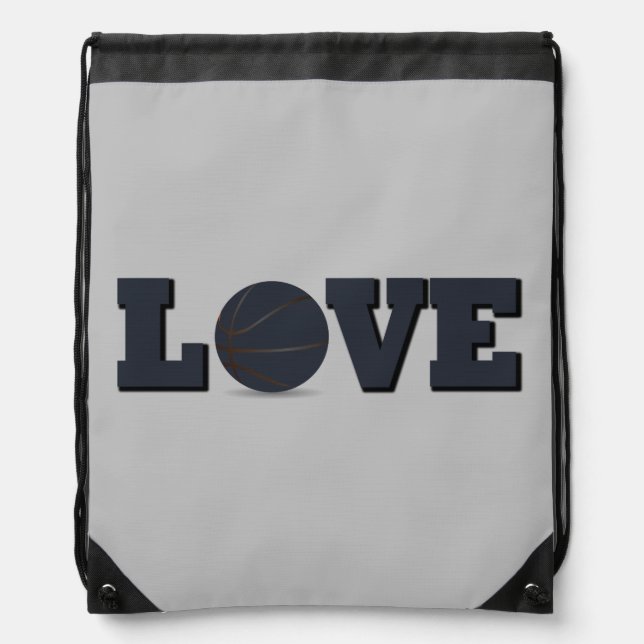 I Love basketball game Drawstring Bag (Front)
