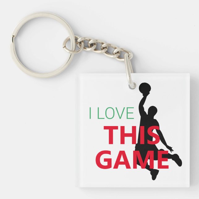 I Love Basketball Game Keychain (Front)