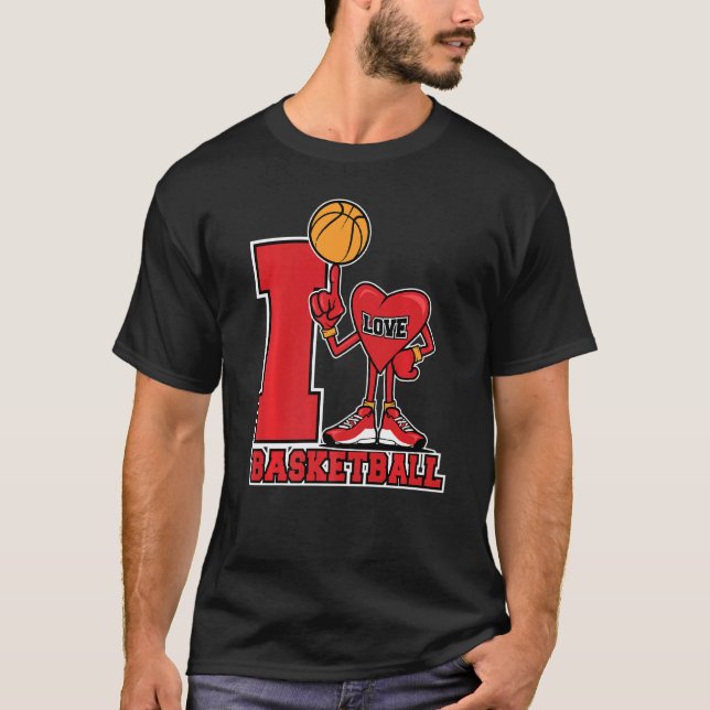 I Love Basketball Lovers Hoop Pump Kids Net Love T-Shirt (Front)