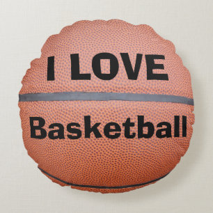 I Love Basketball Personalized Name Round Pillow