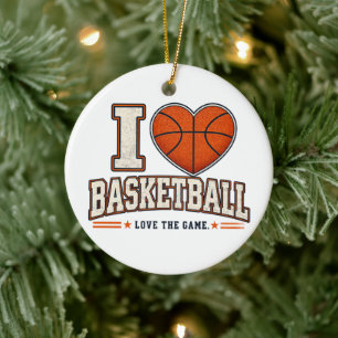 I Love Basketball Personalized Sports Keepsake Ceramic Ornament