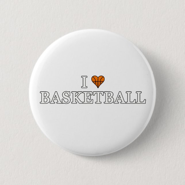 I Love Basketball Pinback Button (Front)