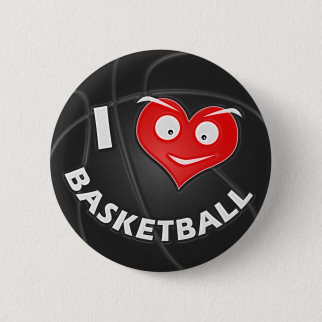 I Love Basketball Pinback Button (Front)