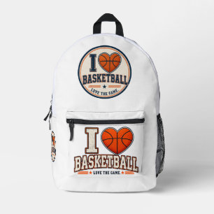 I Love Basketball Player & Fan Sports Design Printed Backpack
