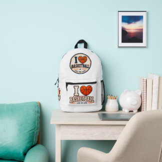 I Love Basketball Player & Fan Sports Design Printed Backpack