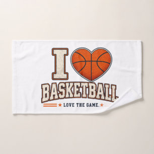 I Love Basketball Player & Sports Fan Design Hand Towel