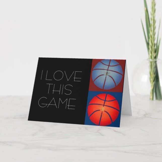 I Love Basketball Pop Art Graphic Greeting Card (Front)