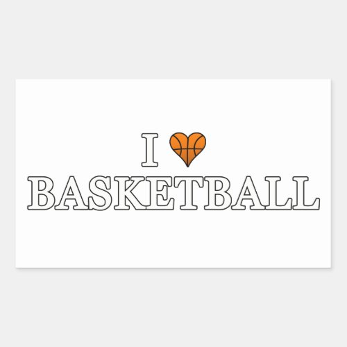 I Love Basketball Rectangular Sticker