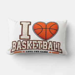 I Love Basketball Sports & Basketball Room Decor Lumbar Pillow