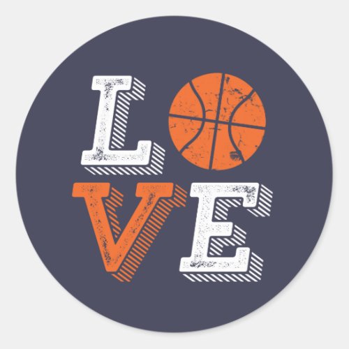 I Love Basketball Sports Games Fan Classic Round Sticker