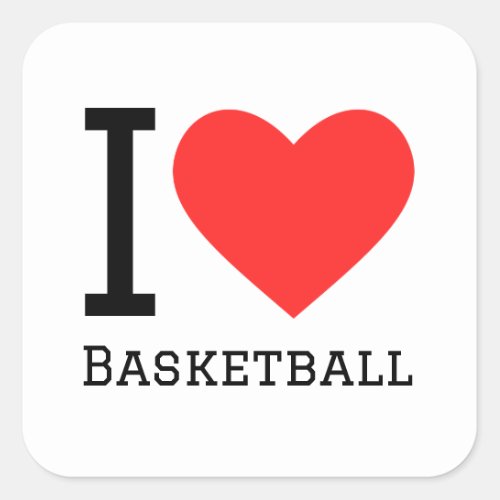 I love basketball square sticker