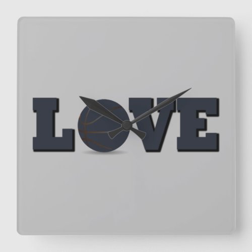 i love basketball square wall clock