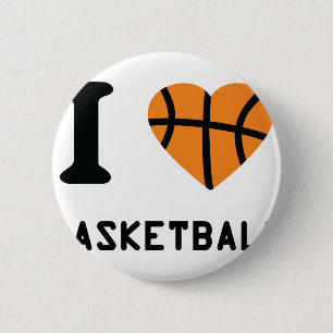 I love basketball symbol pinback button