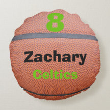 I Love Basketball Team Player Round Pillow