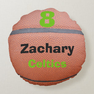 I Love Basketball Team Player Round Pillow
