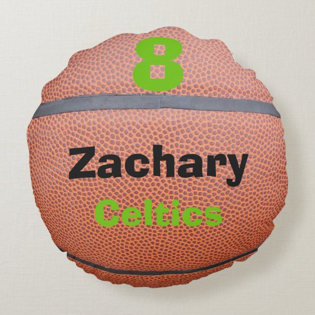 I Love Basketball Team Player Round Pillow (Back)