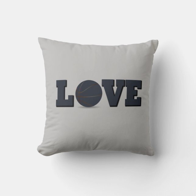 I Love Basketball Throw Pillow (Front)
