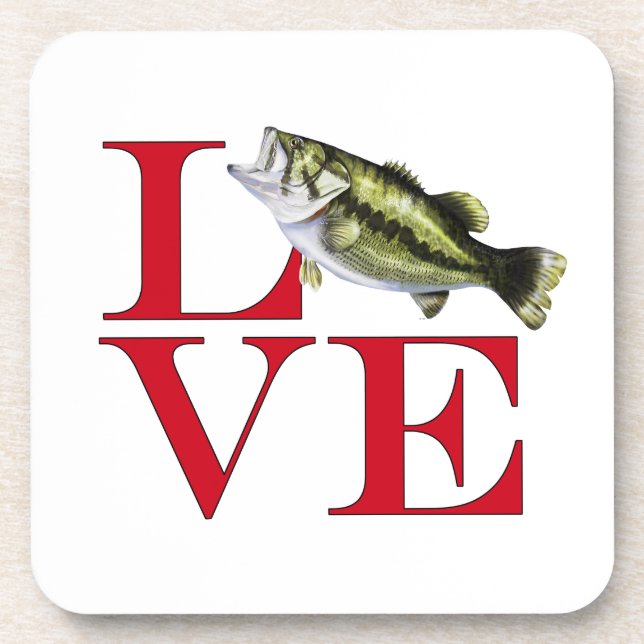 I Love Bass Beverage Coaster (Front)