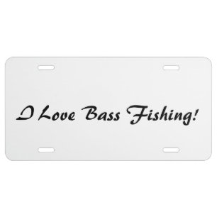I Love Bass Fishing License Plate Holder