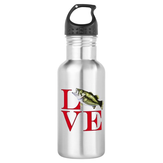 I Love Bass Stainless Steel Water Bottle (Front)