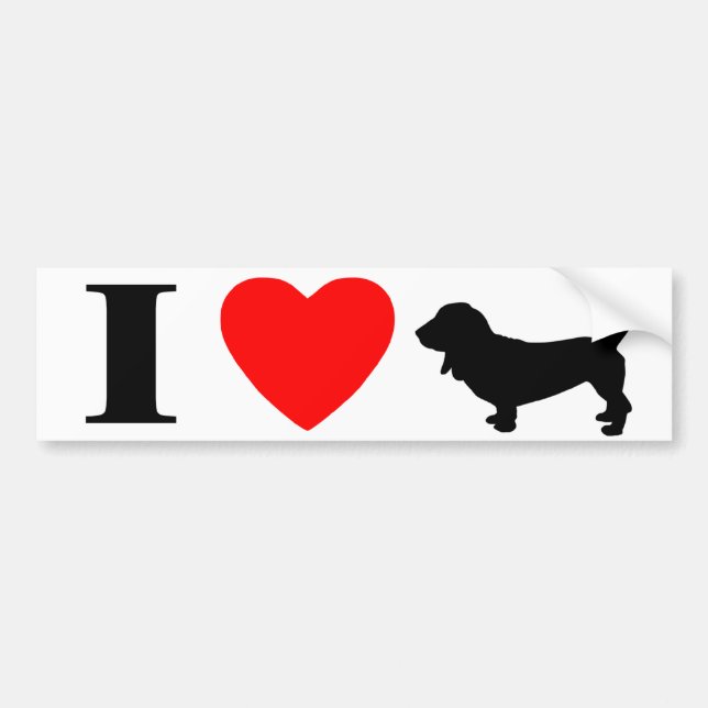 I Love Basset Hounds Bumper Sticker (Front)