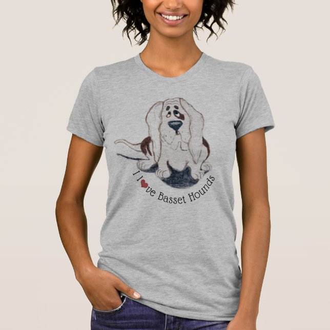 I love basset hounds Women's  Crew Neck T-Shirt (Front)