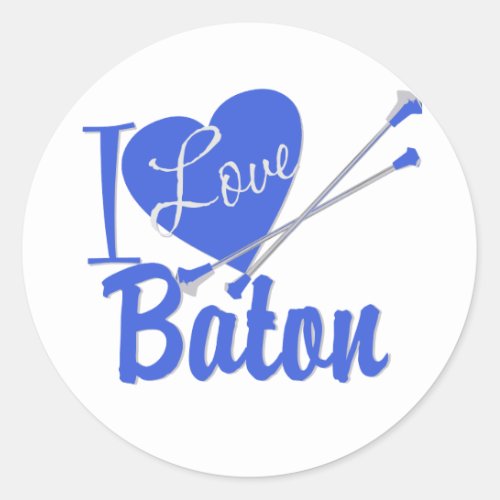 I Love Baton Classic Round Sticker