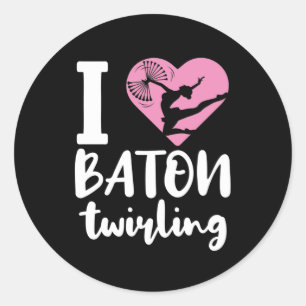 I Love Baton Twirling Cute Twirler Classic Round Sticker