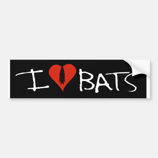 I love bats bumper sticker (Front)