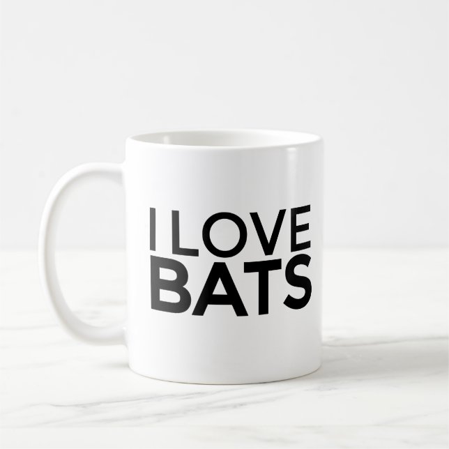 I LOVE BATS coffee mug for bat lovers (Left)