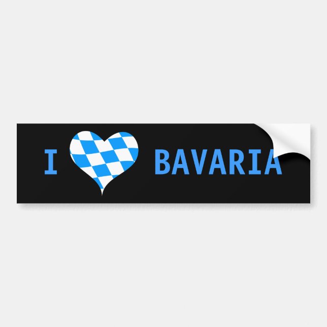 I Love Bavaria, clear, modern bumper sticker (Front)