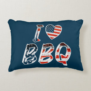 I Love BBQ, American Patriotic Accent Pillow