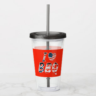 I love BBQ, American patriotic Acrylic Tumbler