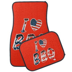 I love BBQ, American patriotic Car Floor Mat