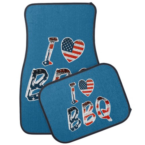 I love BBQ American patriotic Car Floor Mat