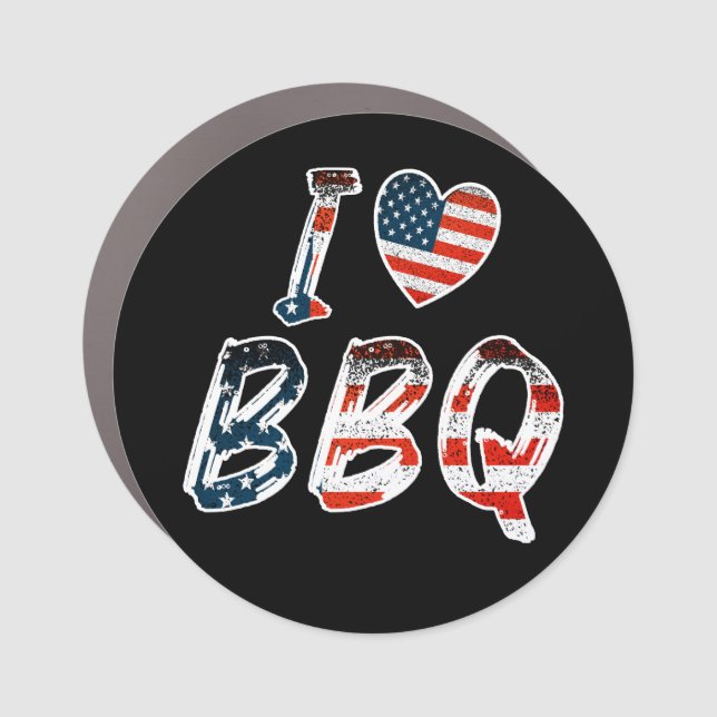 I love BBQ, American patriotic Car Magnet (Front)