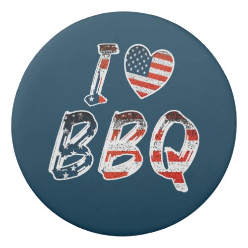 I Love BBQ American Patriotic Eraser