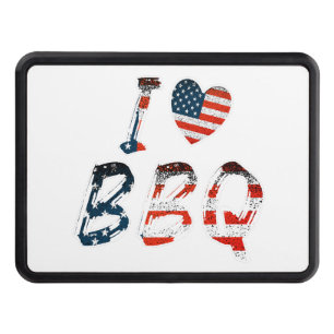 I love BBQ, American patriotic Hitch Cover
