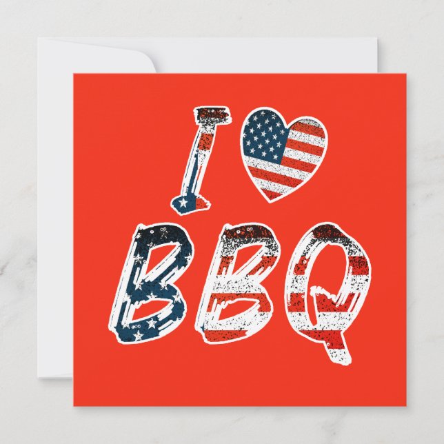 I love BBQ, American patriotic invitation card (Front)