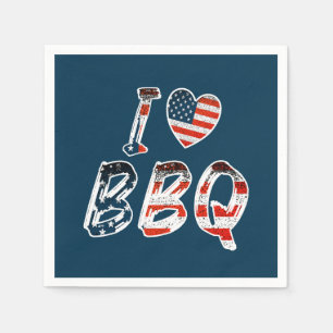 I love bbq, American patriotic Napkins
