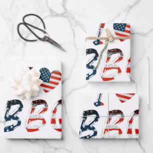 I love BBQ, American patriotic Wrapping Paper Sheets