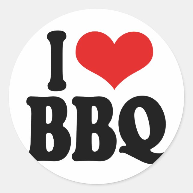 I Love BBQ Classic Round Sticker (Front)
