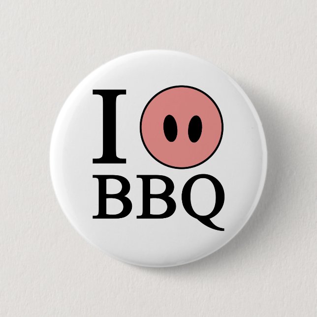 I Love BBQ Pinback Button (Front)