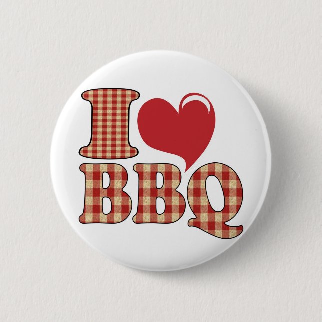 I Love BBQ Pinback Button (Front)