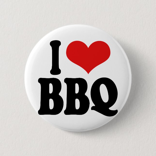 I Love BBQ Pinback Button (Front)