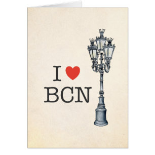I Love BCN Classic Barcelona Street Lamp Design Cards