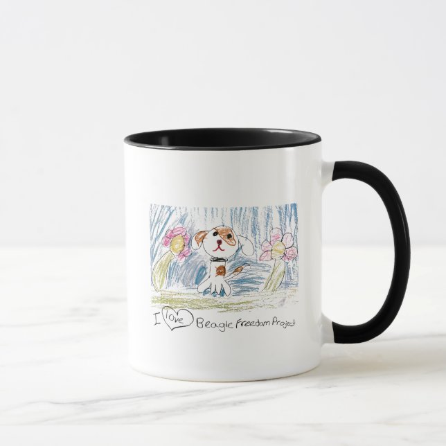 "I LOVE BEAGLE FREEDOM PROJECT!" Ringer Mugs (Right)