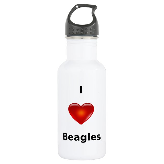 I love Beagles Stainless Steel Water Bottle (Front)