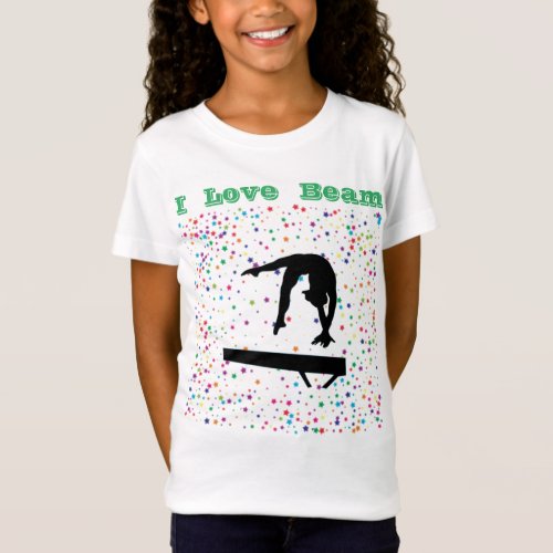 I Love Beam Girls Gymnastics Balance Beam Gymnast T_Shirt