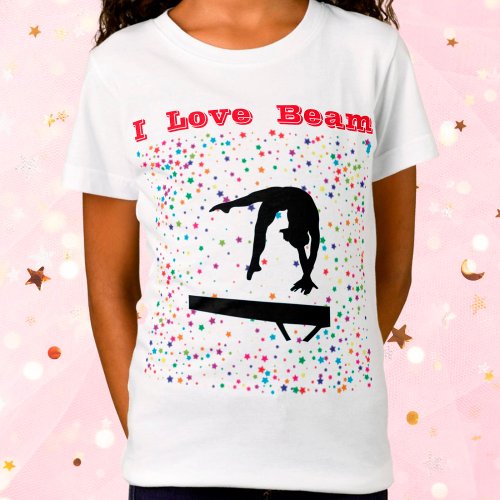 I Love Beam Girls Gymnastics Balance Beam Gymnast T_Shirt